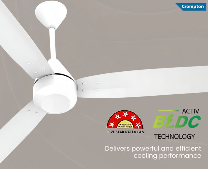 Crompton BLDC Ceiling Fan Energion Groove 28watts 3 Blade White-2